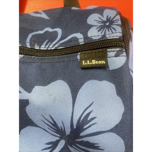 L. L. Bean Toiletry Shower Hook Floral Blue Hawaiian Tropical Hanging Travel Bag - Picture 2 of 10